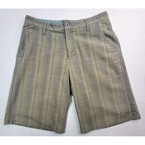 Y2K Oakley Chino Shorts Mens 34 Flap‎ Pockets Plaid Striped 12" Inseam